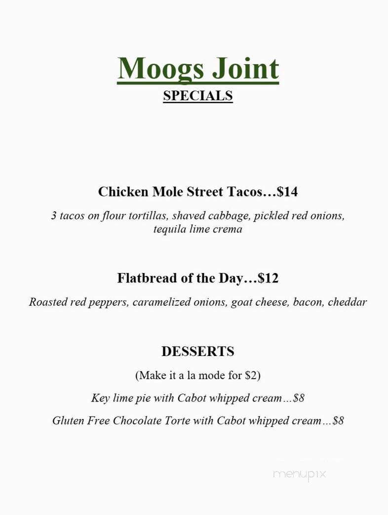 Moog's Joint - Johnson, VT menu_pic