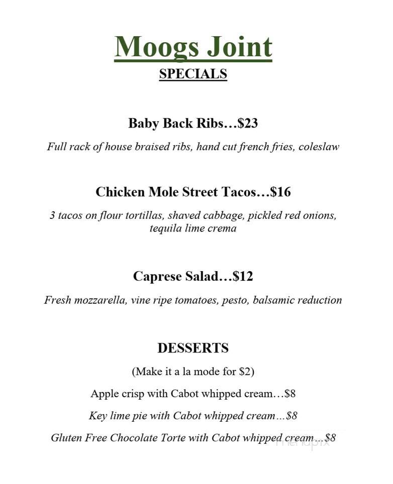 Moog's Joint - Johnson, VT menu_pic