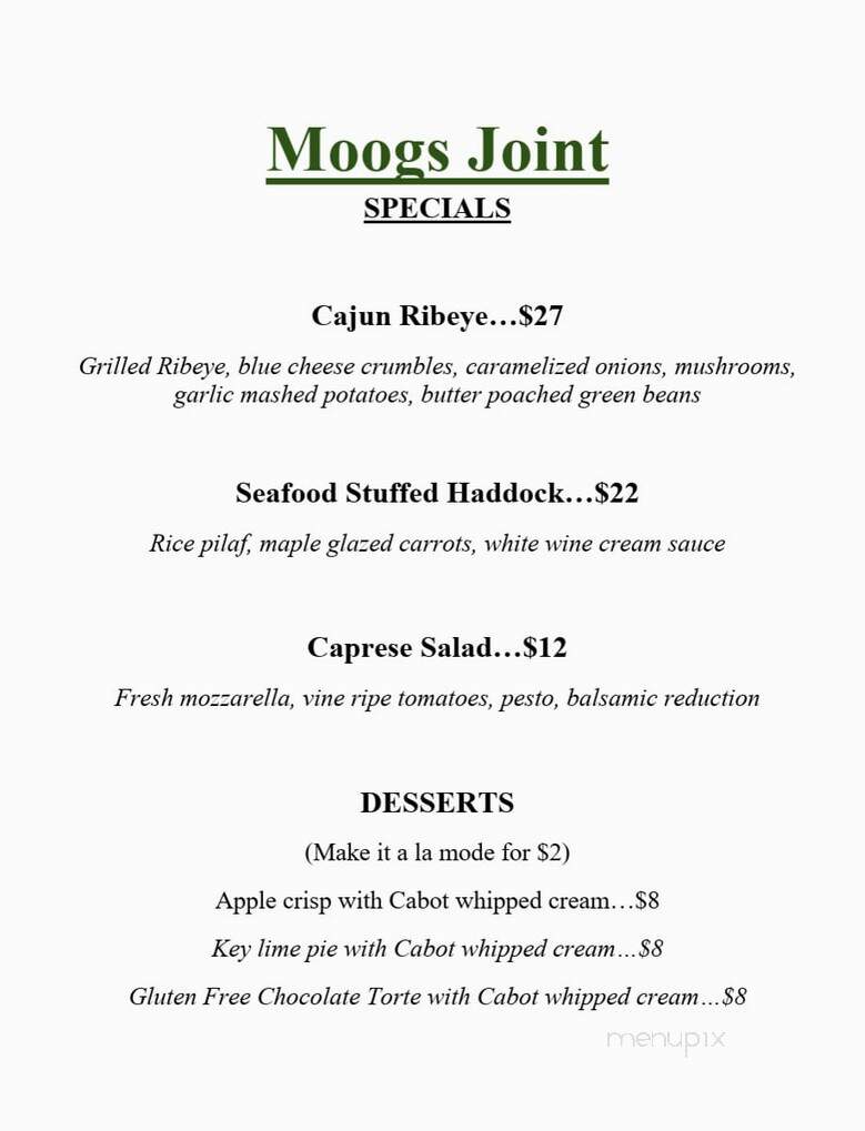Moog's Joint - Johnson, VT menu_pic