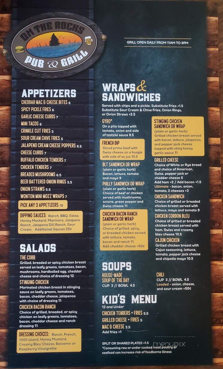 On the Rocks Bar and Grill - Neosho, WI menu_pic