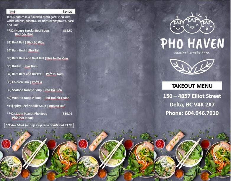 Pho Haven Restaurant - Delta, BC menu_pic