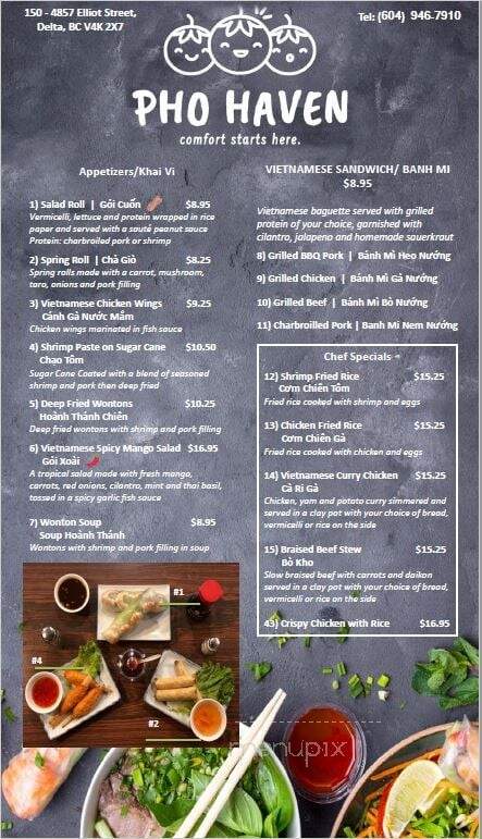 Pho Haven Restaurant - Delta, BC menu_pic