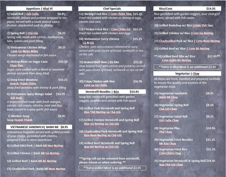 Pho Haven Restaurant - Delta, BC menu_pic