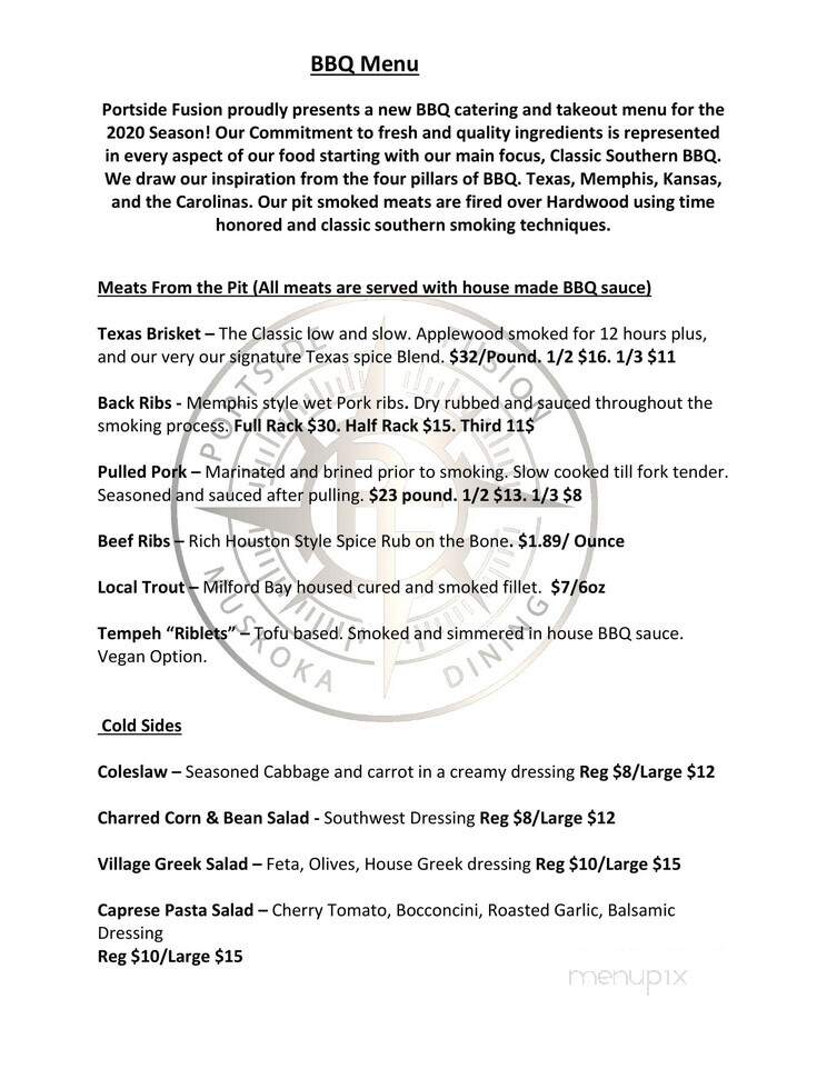 Portside Fusion - Port Carling, ON menu_pic