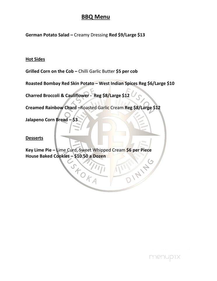 Portside Fusion - Port Carling, ON menu_pic