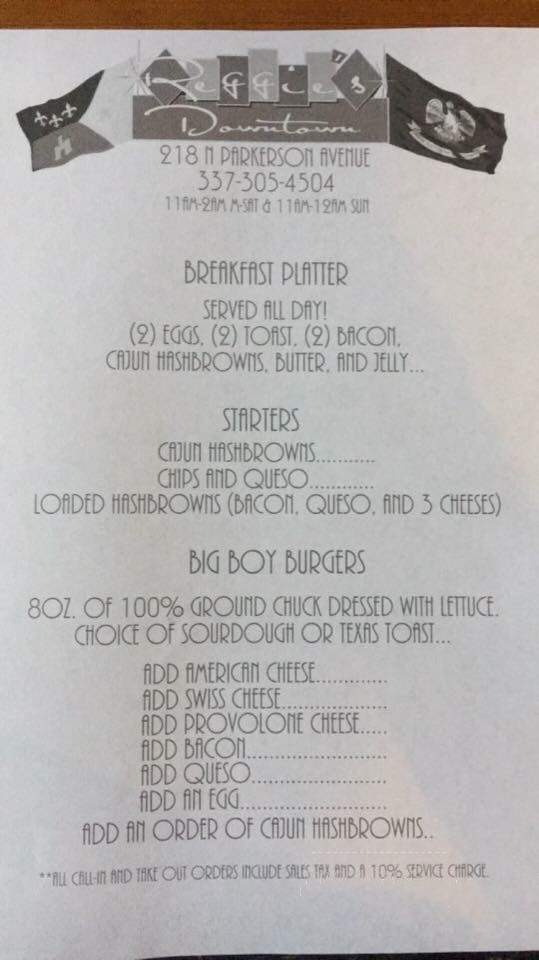 Reggie's Downtown - Crowley, LA menu_pic