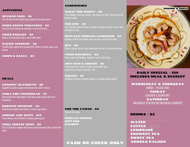 Rollin' Doe - Talihina, OK menu_pic