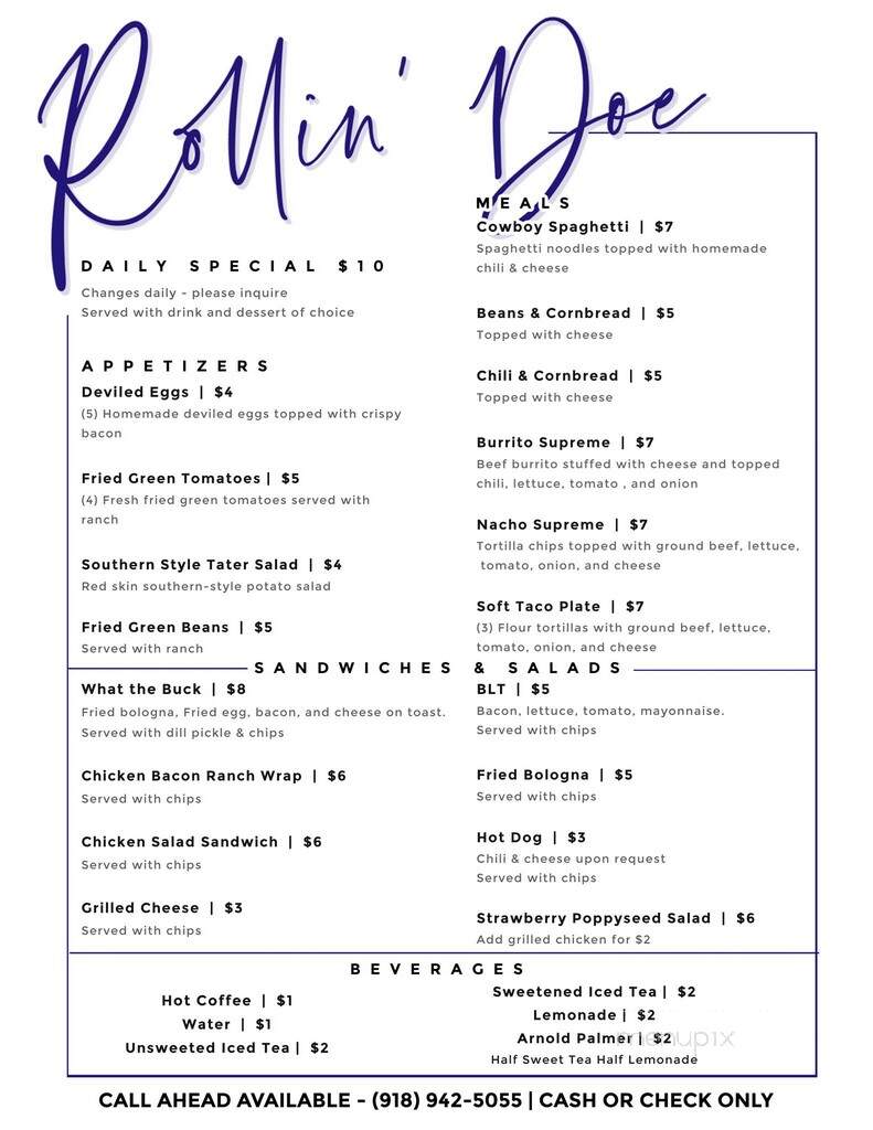 Rollin' Doe - Talihina, OK menu_pic