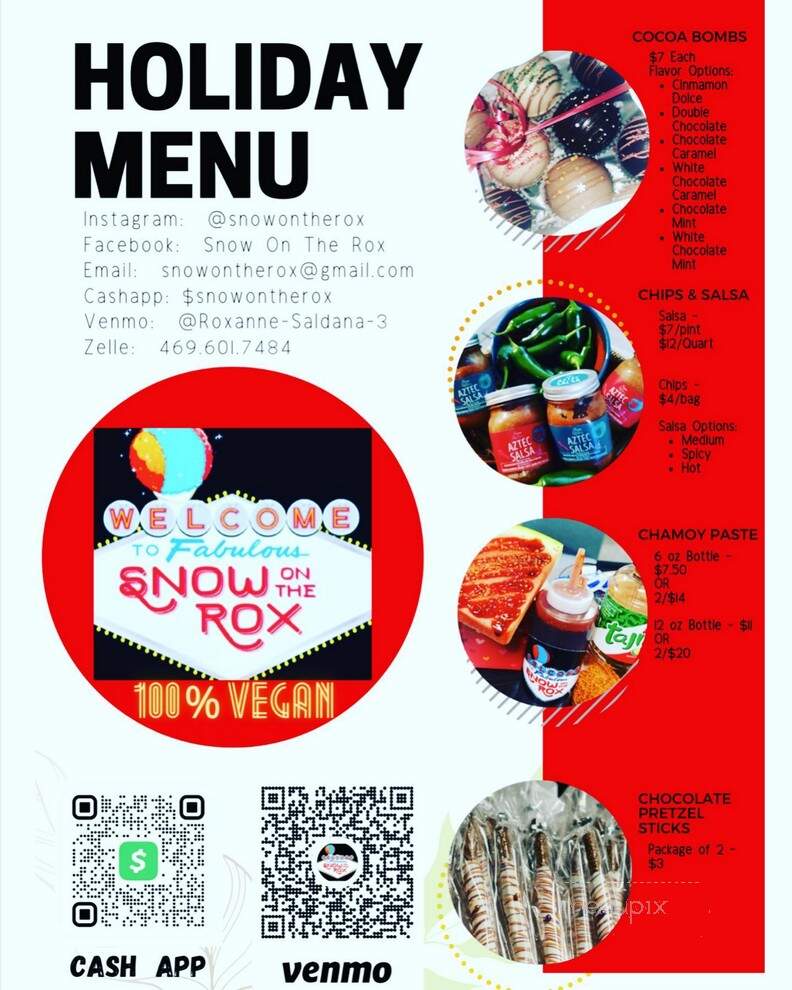 Snow On the Rox - DeSoto, TX menu_pic