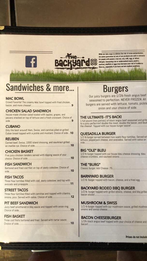 The Backyard - Plattsburg, MO menu_pic