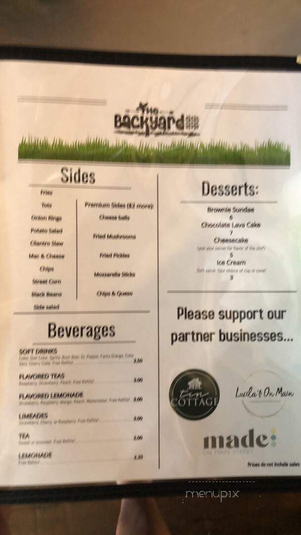 The Backyard - Plattsburg, MO menu_pic