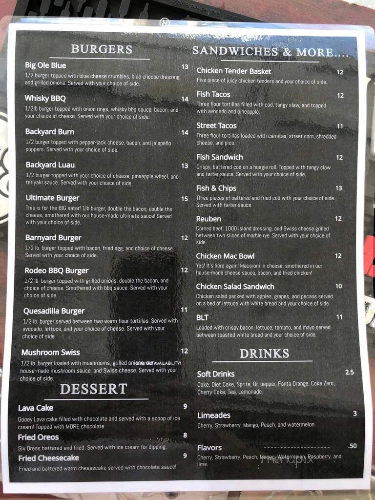 The Backyard - Plattsburg, MO menu_pic