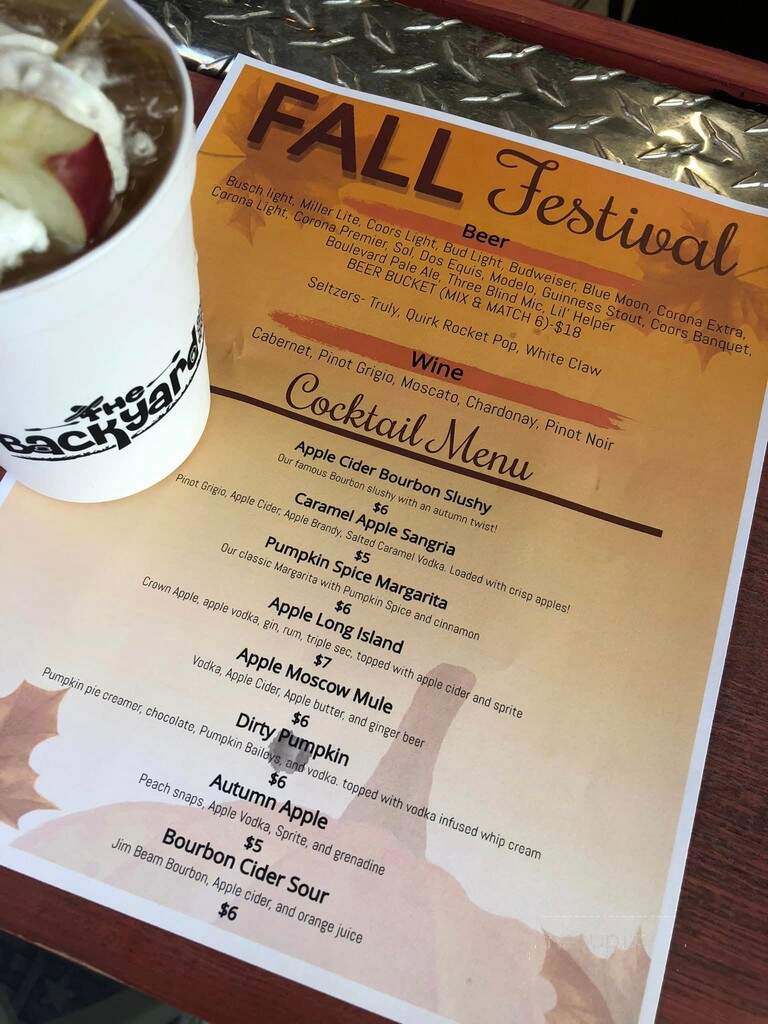 The Backyard - Plattsburg, MO menu_pic
