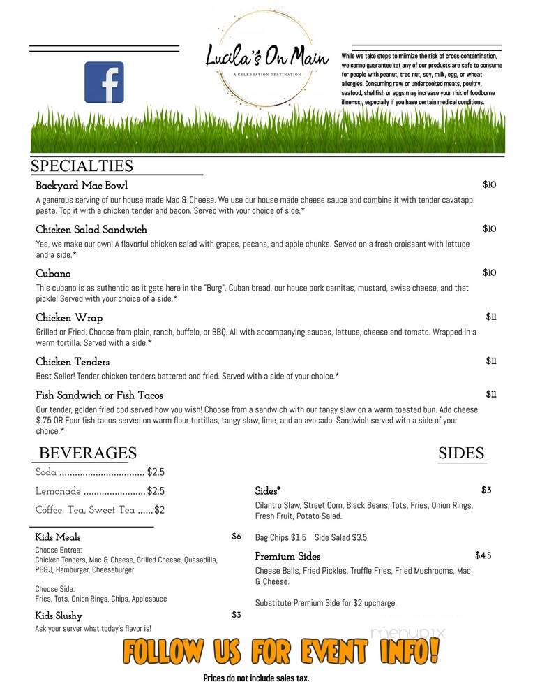 The Backyard - Plattsburg, MO menu_pic