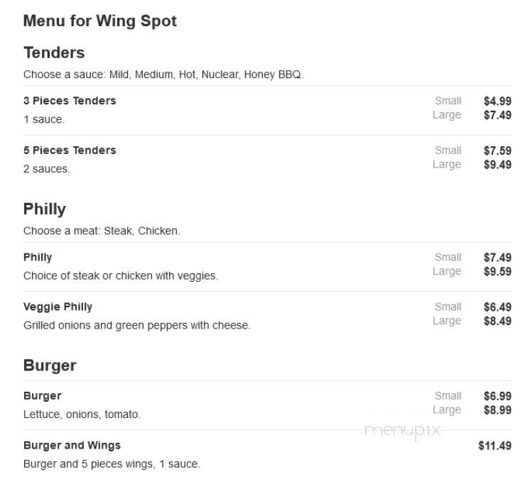 Wing Spot - Covington, GA menu_pic