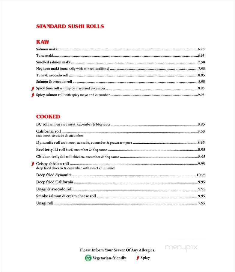 Yozakura Japanese Restaurant - Drayton Valley, AB menu_pic
