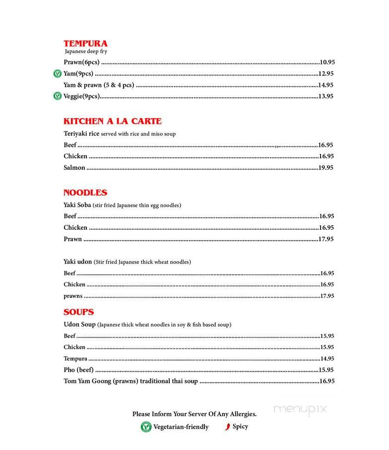 Yozakura Japanese Restaurant - Drayton Valley, AB menu_pic