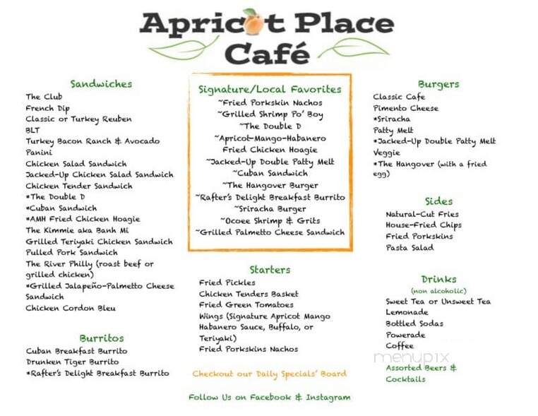 Apricot Place Cafe - Ocoee, TN menu_pic