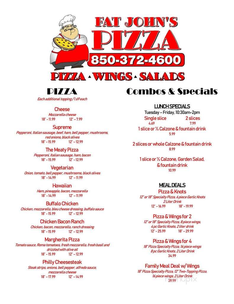 Fat John's Pizza - Marianna, FL menu_pic
