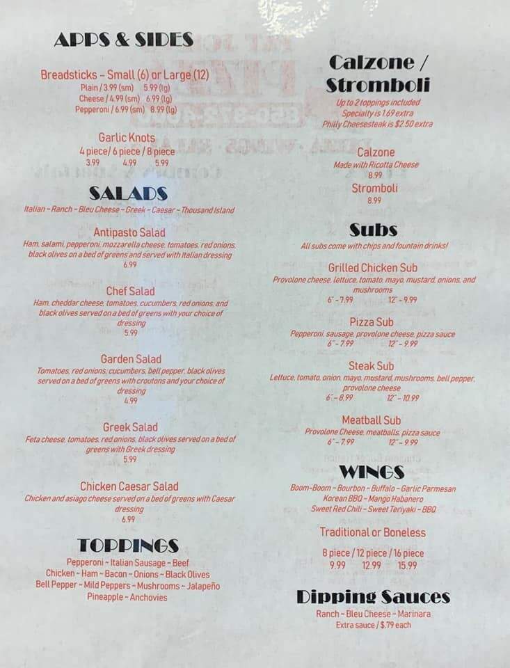 Fat John's Pizza - Marianna, FL menu_pic