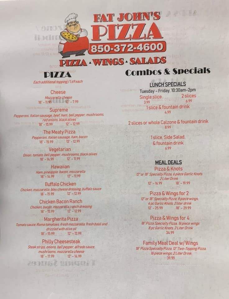 Fat John's Pizza - Marianna, FL menu_pic
