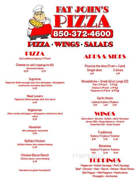 Fat John's Pizza - Marianna, FL menu_pic