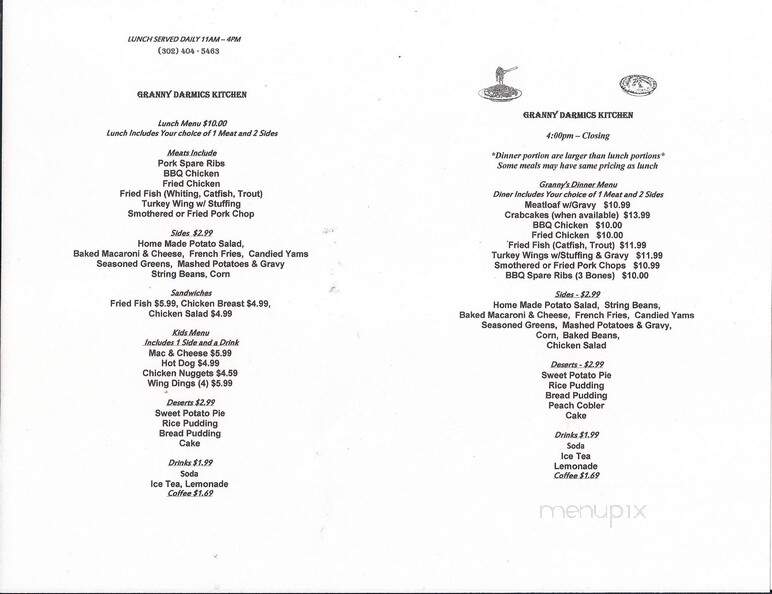 Granny Darmics Kitchen - Harrington, DE menu_pic