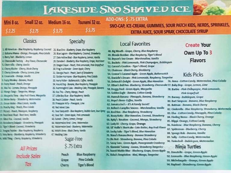 Lakeside Sno - Byrdstown, TN menu_pic