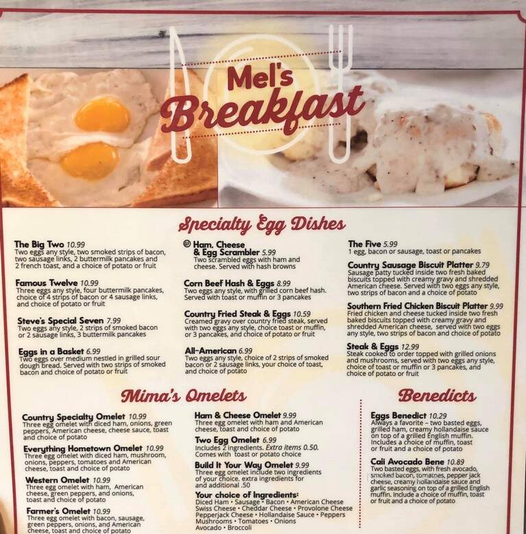 Mel's Hometown Restaurant - Corry, PA menu_pic