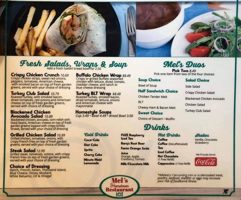 Mel's Hometown Restaurant - Corry, PA menu_pic