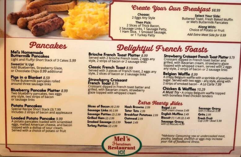 Mel's Hometown Restaurant - Corry, PA menu_pic