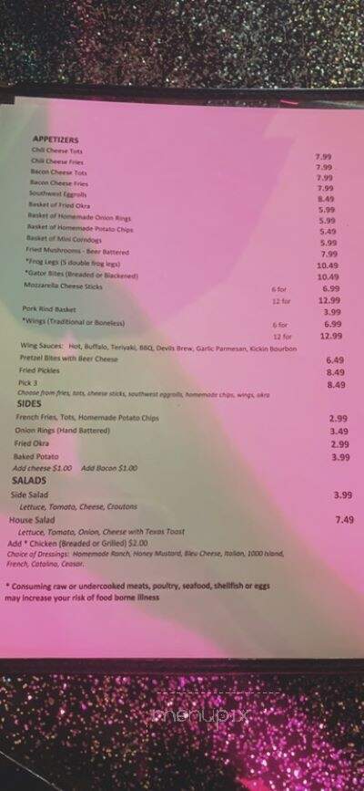 Nowhere Bar & Grill - Cookeville, TN menu_pic