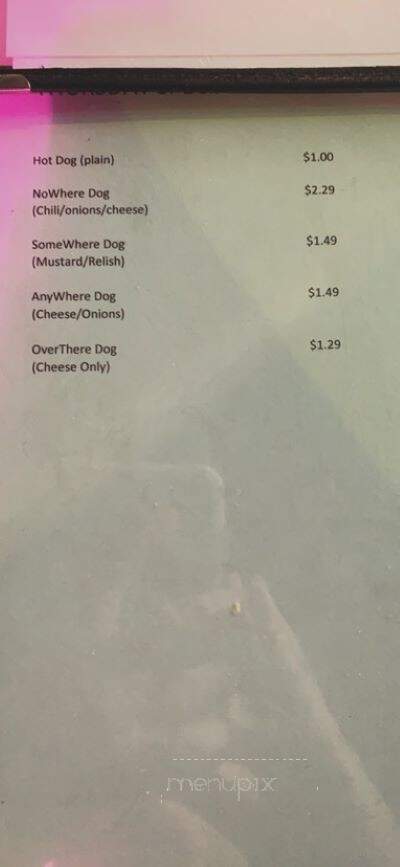 Nowhere Bar & Grill - Cookeville, TN menu_pic