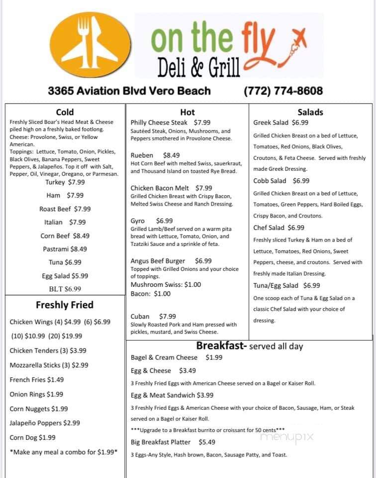 On the Fly Deli and Grill - Vero Beach, FL menu_pic
