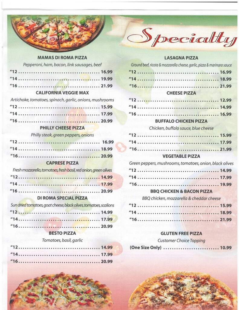 Pizza Di Roma and Pasta - Martin, TN menu_pic