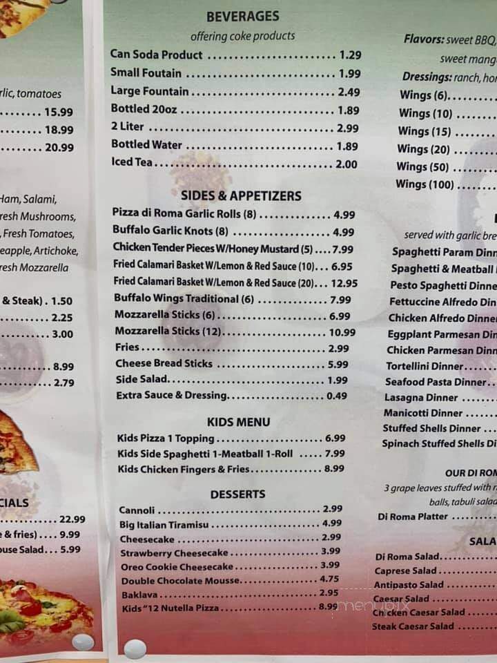 Pizza Di Roma and Pasta - Martin, TN menu_pic