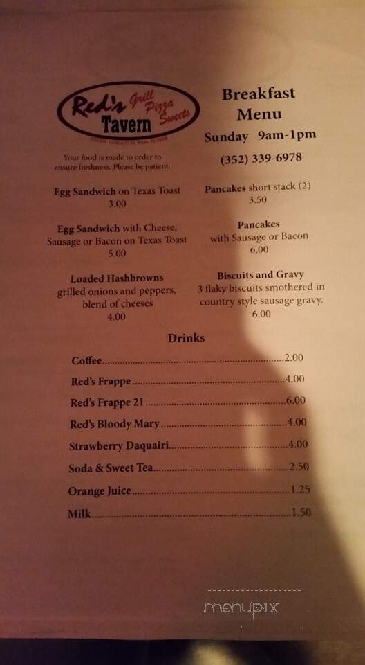 RedsTavern - Ft White, FL menu_pic