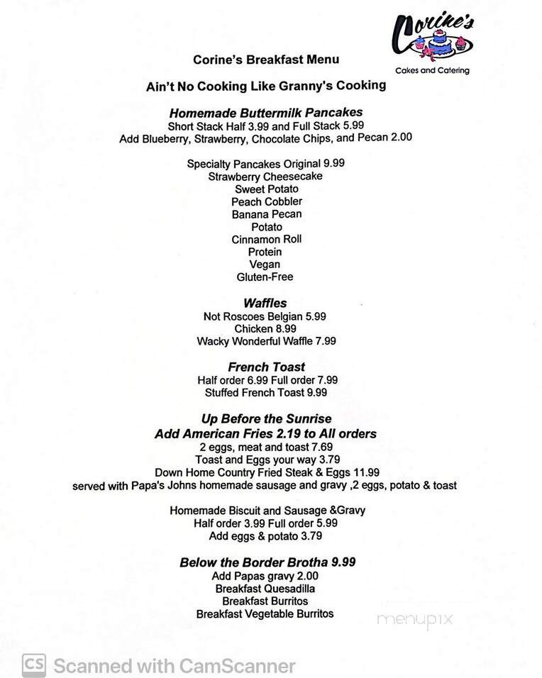 Corine's Cakes and Catering - Muskegon, MI menu_pic