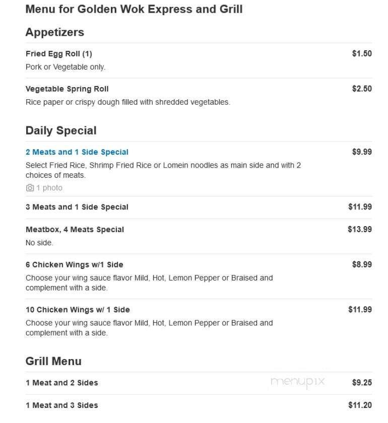 Golden Wok Express and Grill - McDonough, GA menu_pic