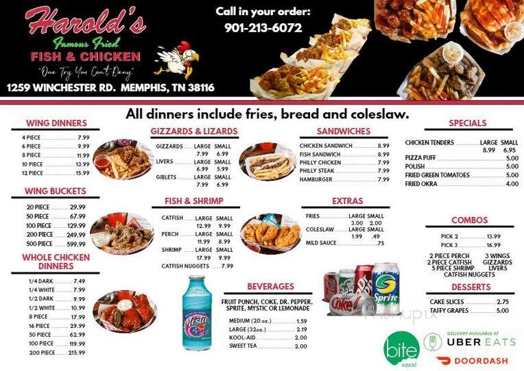 Harold's Fish & Chicken - Memphis, TN menu_pic