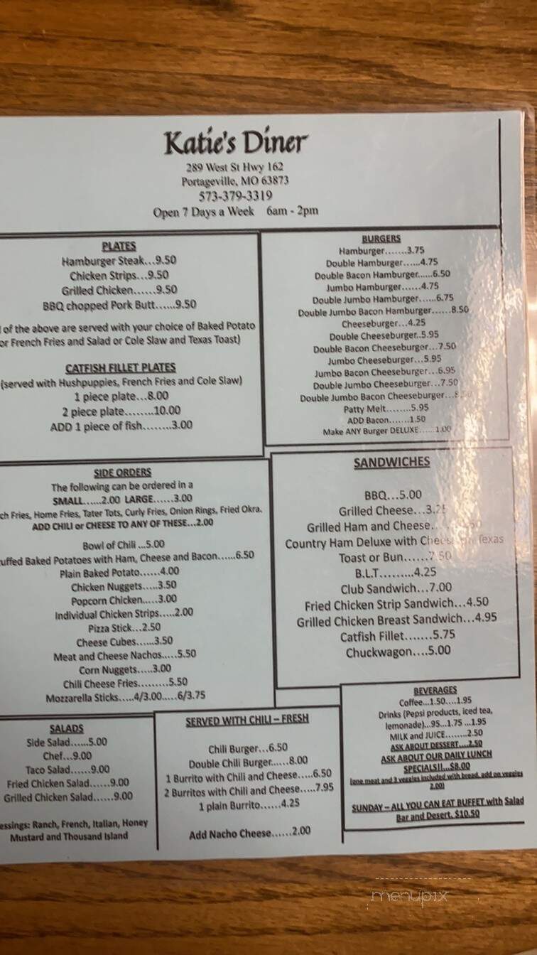 Katie's Diner - Portageville, MO menu_pic