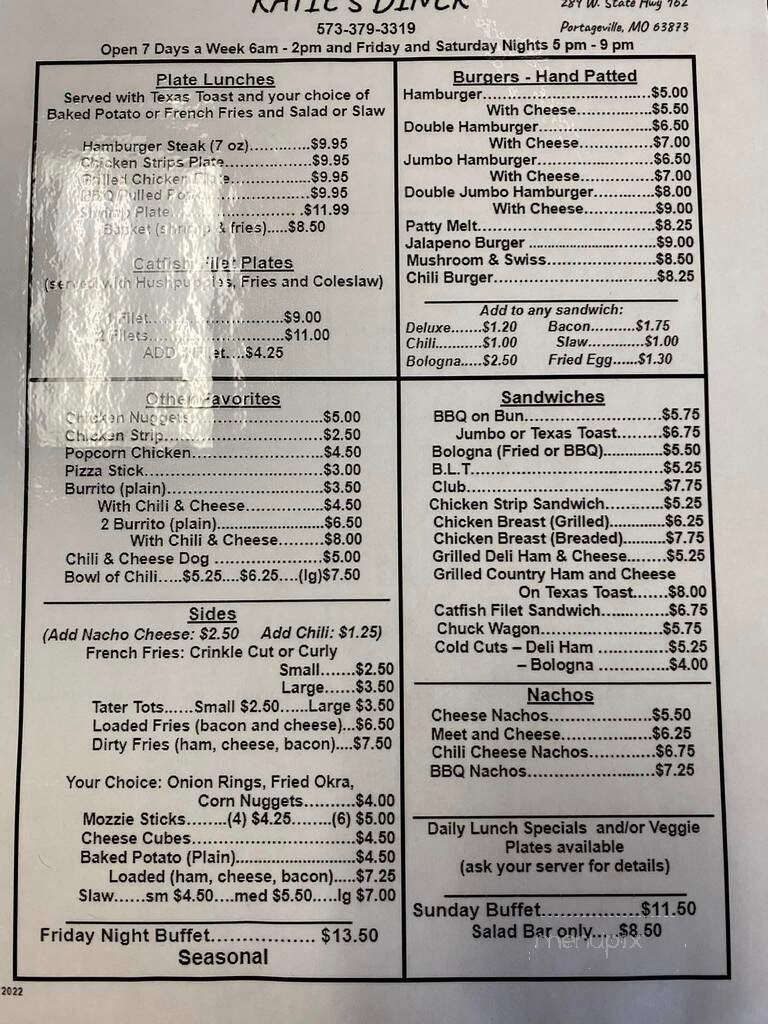 Katie's Diner - Portageville, MO menu_pic