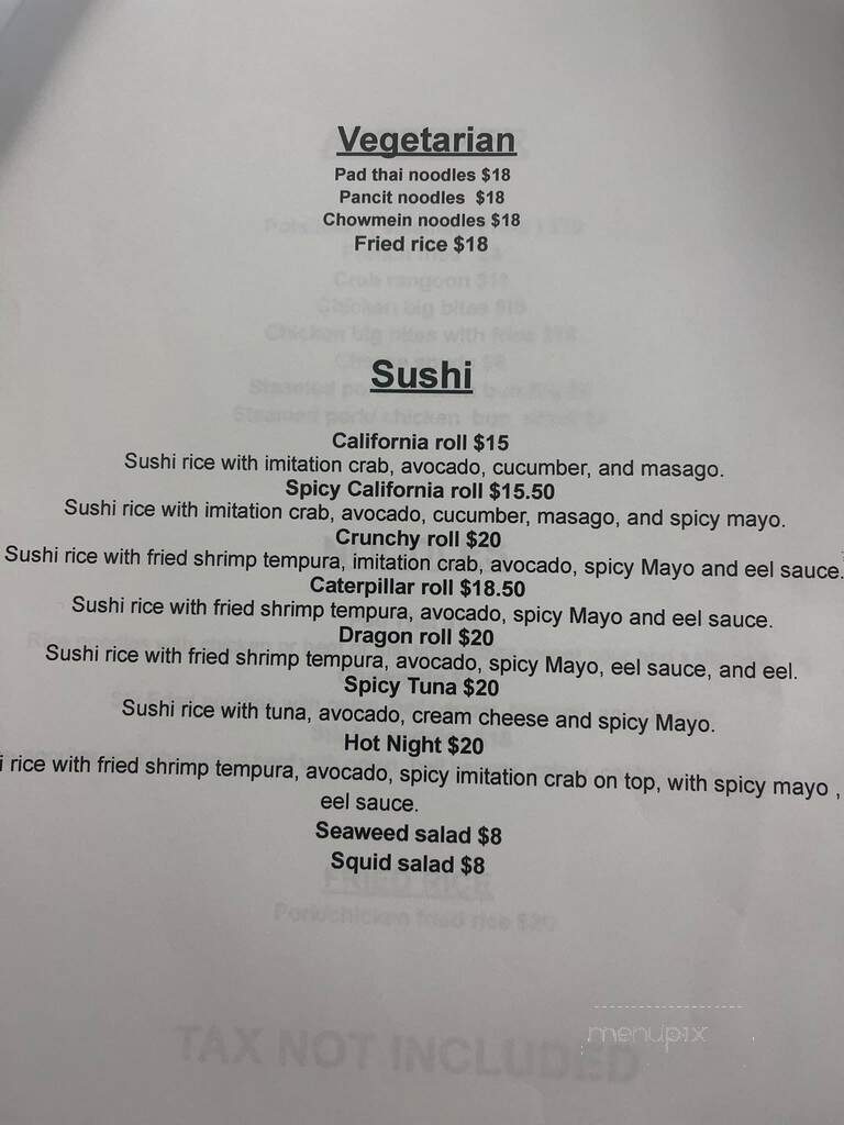 Michelle's Taste of Asia - Wrangell, AK menu_pic