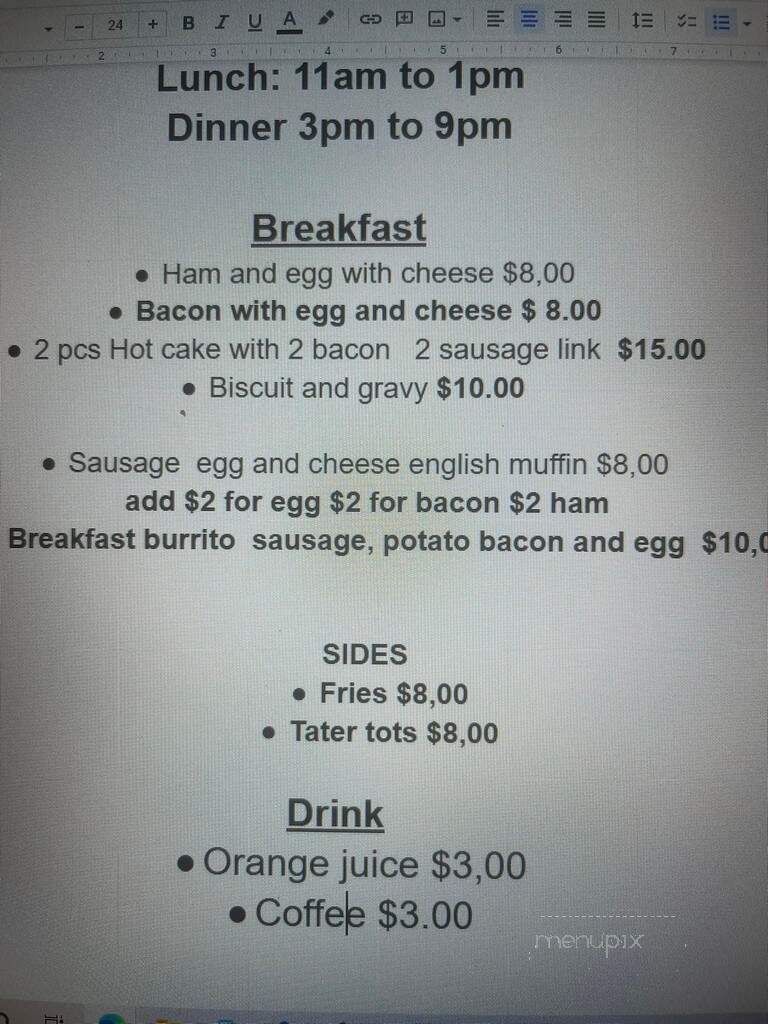 Michelle's Taste of Asia - Wrangell, AK menu_pic