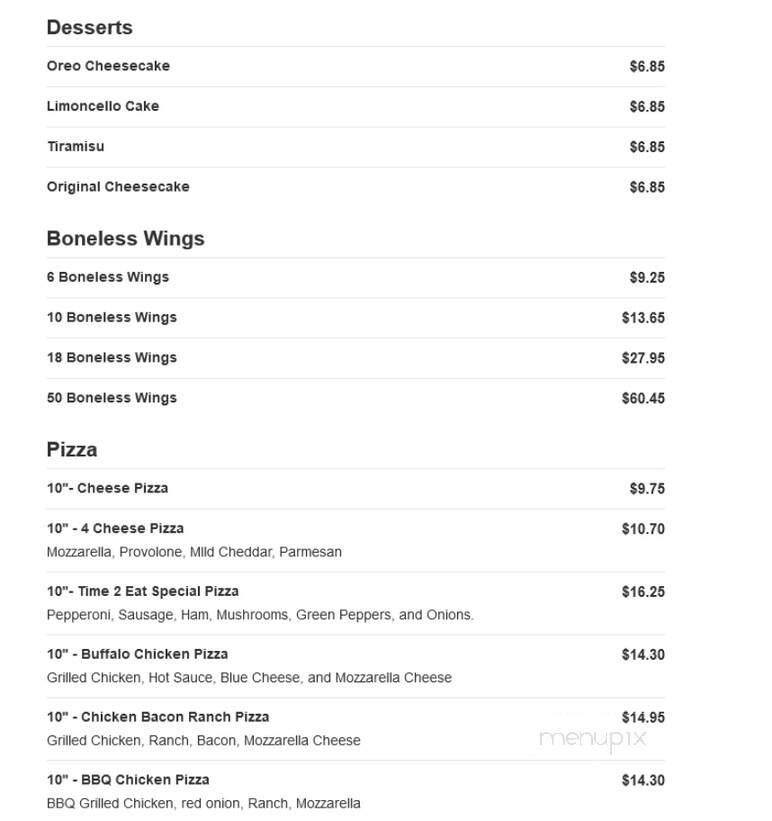 Time 2 Eat - Mount Joy, PA menu_pic