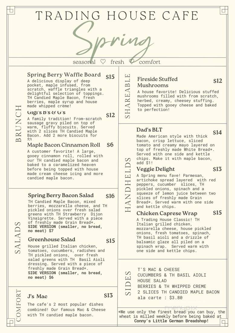 Trading House Cafe - Peru, IN menu_pic
