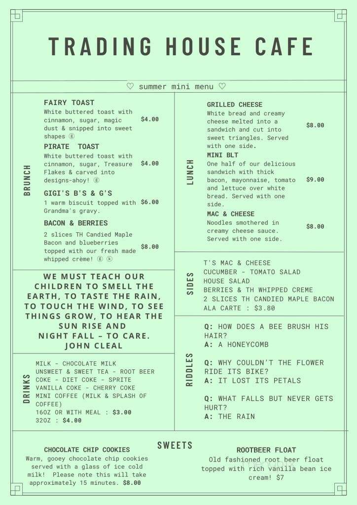 Trading House Cafe - Peru, IN menu_pic