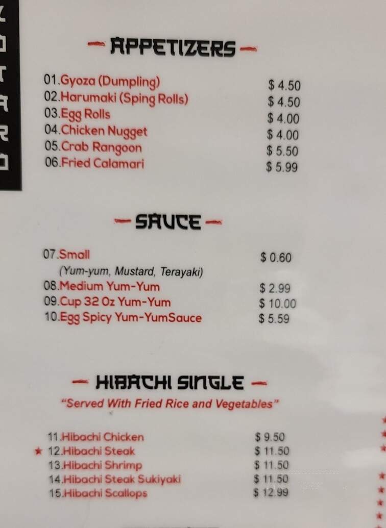 Kotaro Hibachi Express - Conway, AR menu_pic