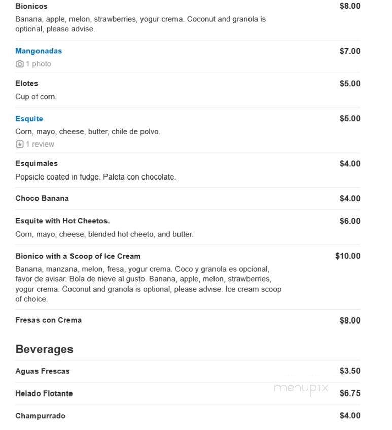 La Michoacana Plus - Porterville, CA menu_pic