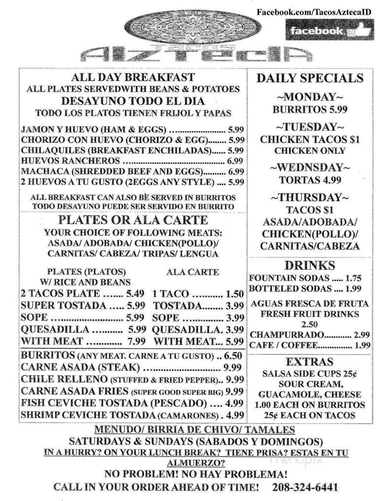 Tacos Azteca - Jerome, ID menu_pic
